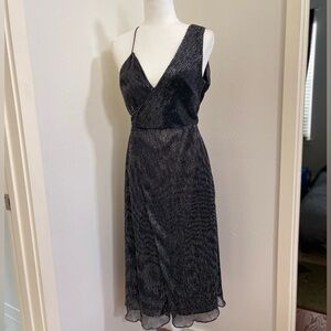 KEEPSAKE Women's  Asymmetrical Neckline Midi Cocktail Fit + Flare Dress S VIDEO